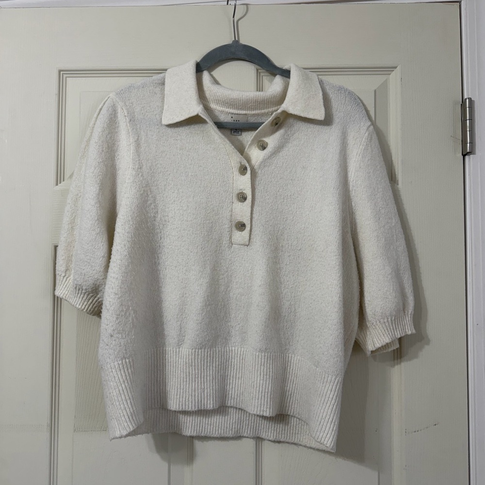 Cream Button Polo Sweater